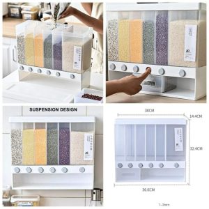 Wall-Mounted Multi-Section Grain & Rice Dispenser
